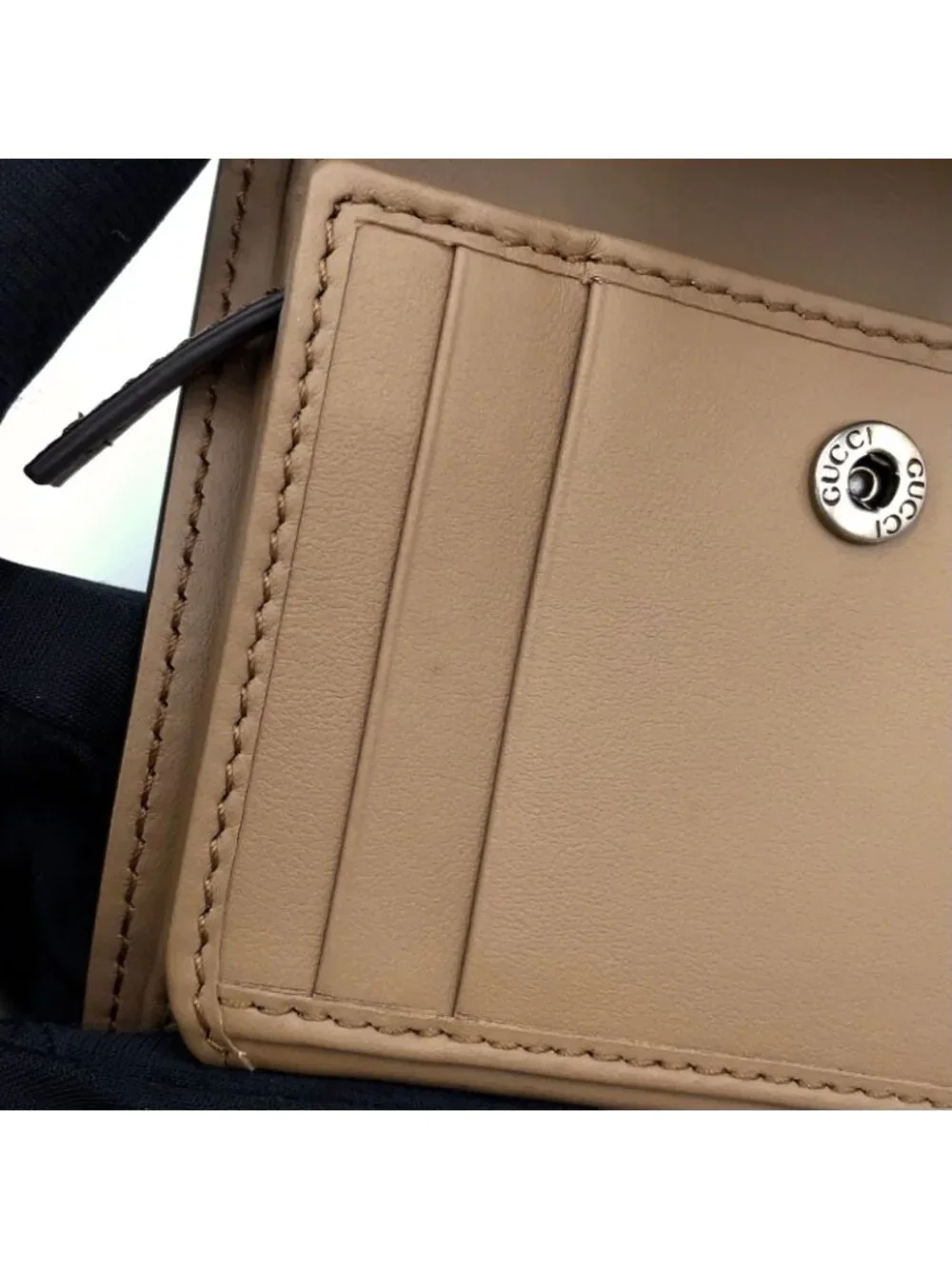 Gucci Dionysus GG Supreme Leather Beige Trifold Wallet Silver - Picture 7 of 15